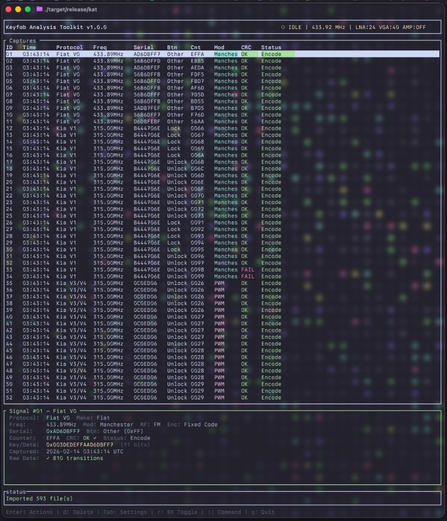 Keyfob Analysis Toolkit screenshot